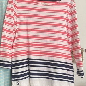 Joules Pink and Navy Striped Long Sleeve Top Tunic